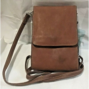 NO BRAND Brown LEATHER PURSE WITH LONG SHOULDER STRAP ( OKPTA1519426 ON SNAP)